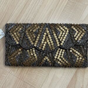 Gold and Black Beaded Clutch